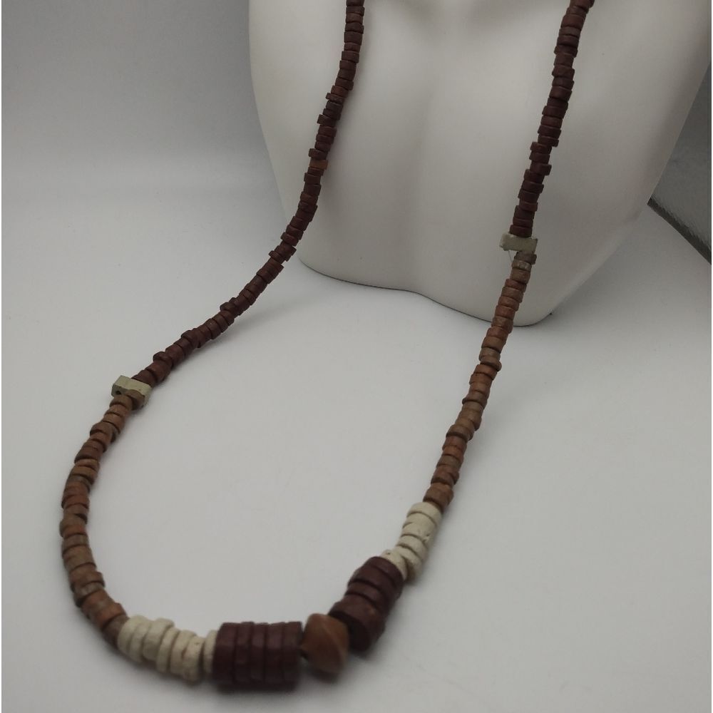 Tribal wooden tube‎ spacer ritual necklace